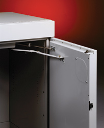 Locking mechanism on Solvent Storage Cabinet, a vented chemical storage cabinet