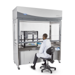 Logic Vue Class II Enclosure with scientist working while seated